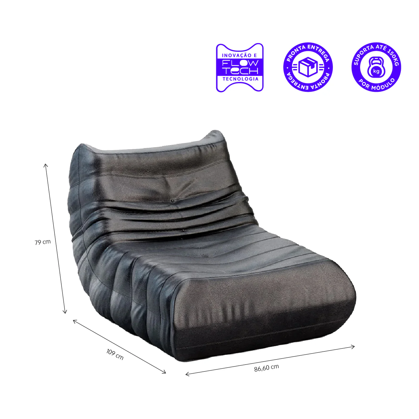 Poltrona Liv - Poli-Couro - Preto - Image 3