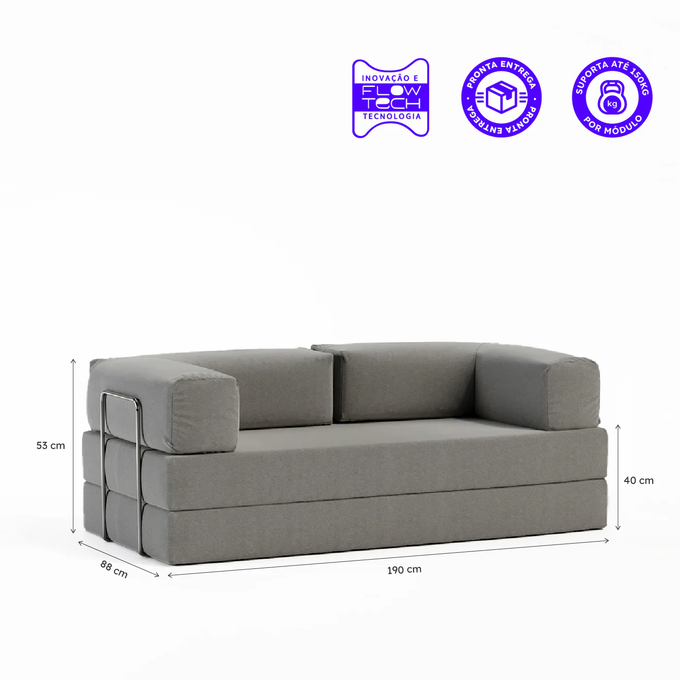 Sofá-Cama Flowin Boucle - Cinza - Image 3