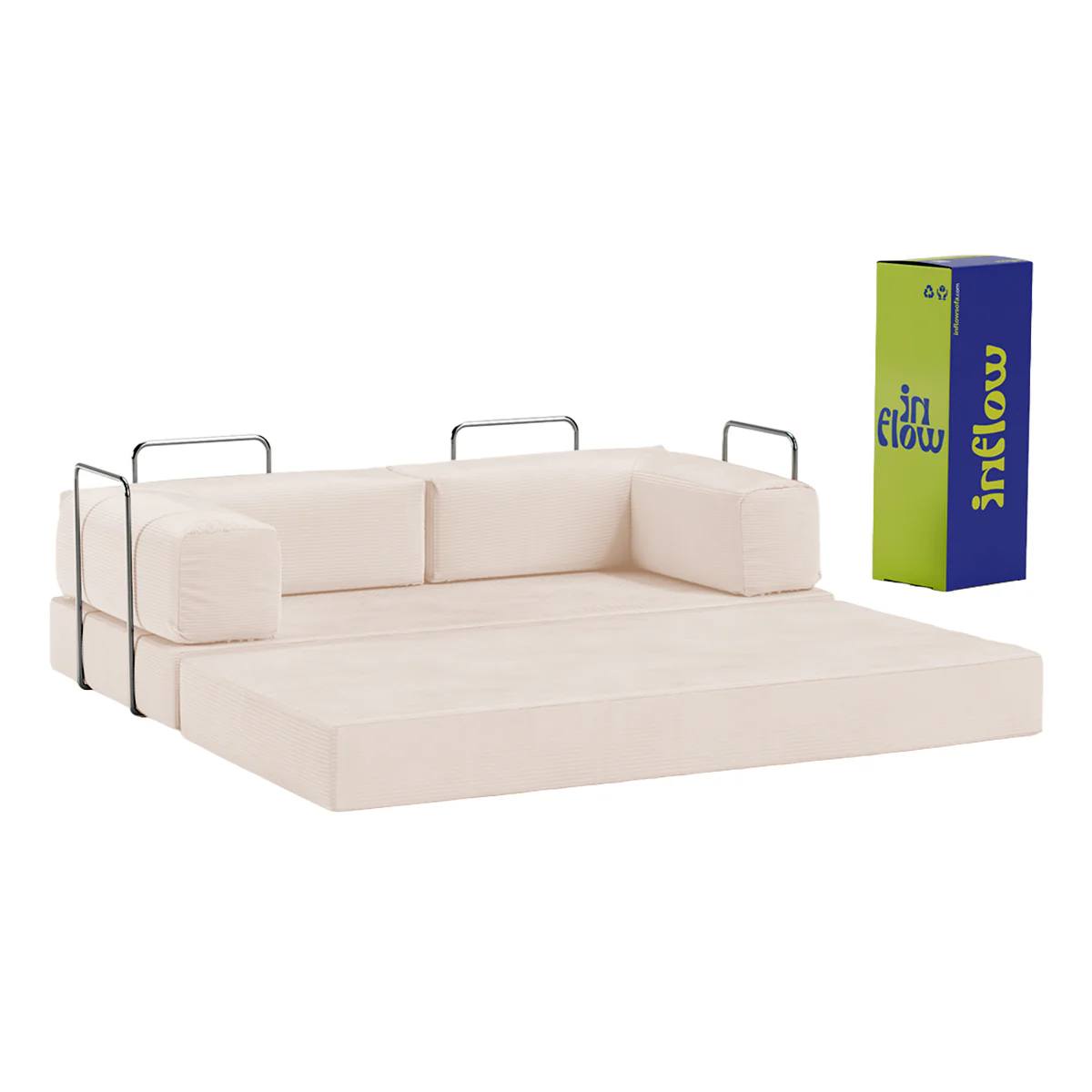 Sofá-Cama Flowin Cotelê - Bege - Image 7