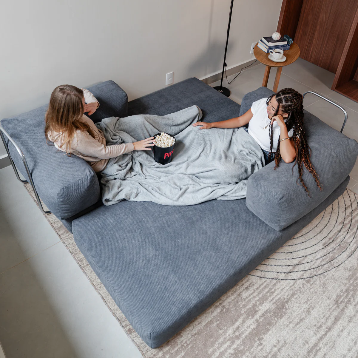 Sofá-Cama Flowin Cotelê - Cinza - Image 12