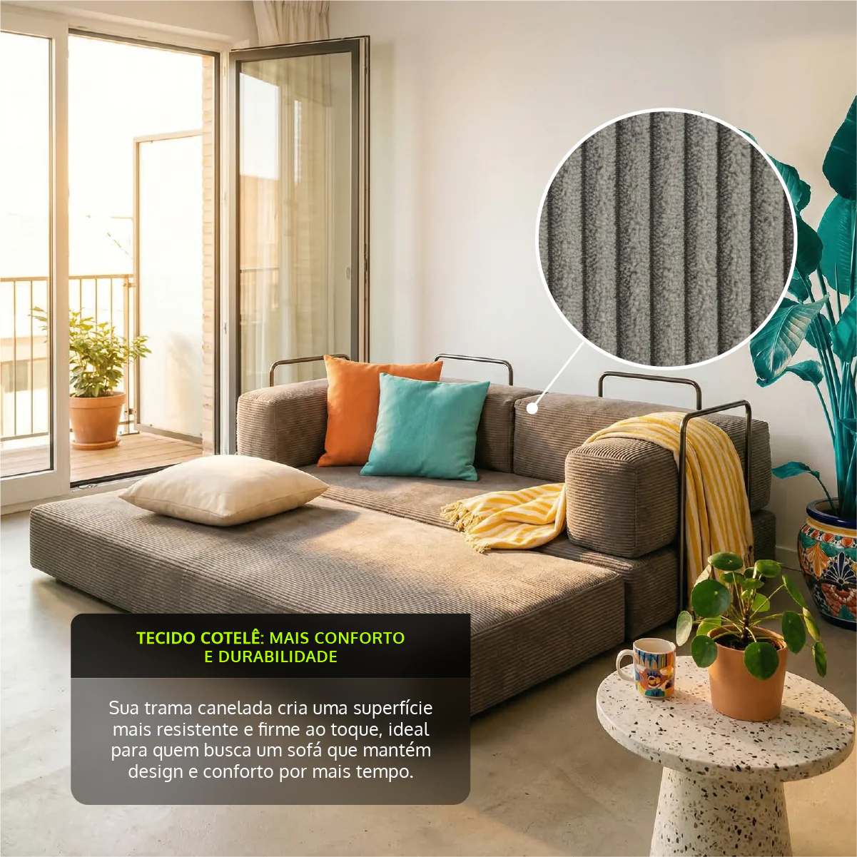 Sofá-Cama Flowin Cotelê - Cinza - Image 3