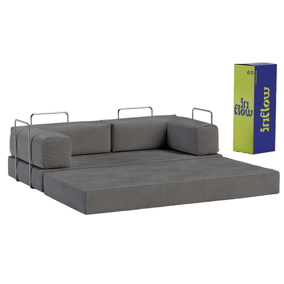 Sofá-Cama Flowin Cotelê - Cinza - Image 7