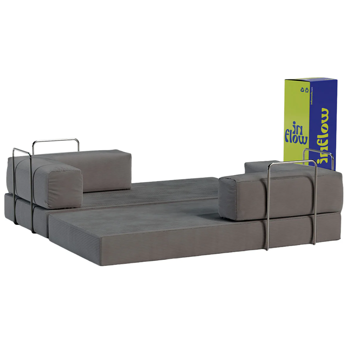 Sofá-Cama Flowin Cotelê - Cinza - Image 8