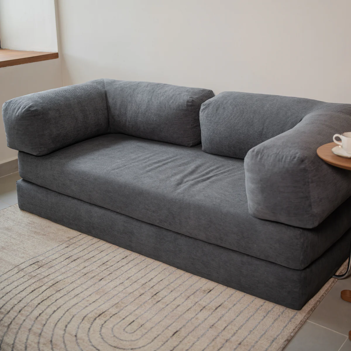 Sofá-Cama Flowin Cotelê - Cinza - Image 9