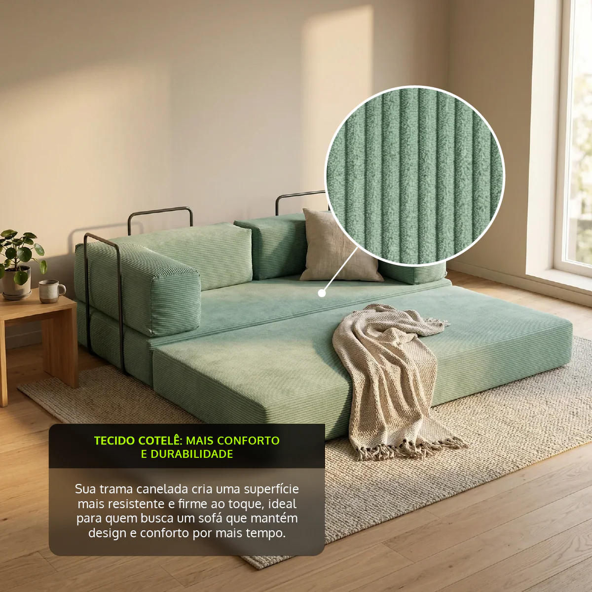 Sofá-Cama Flowin Cotele - Azul Menta - Image 3