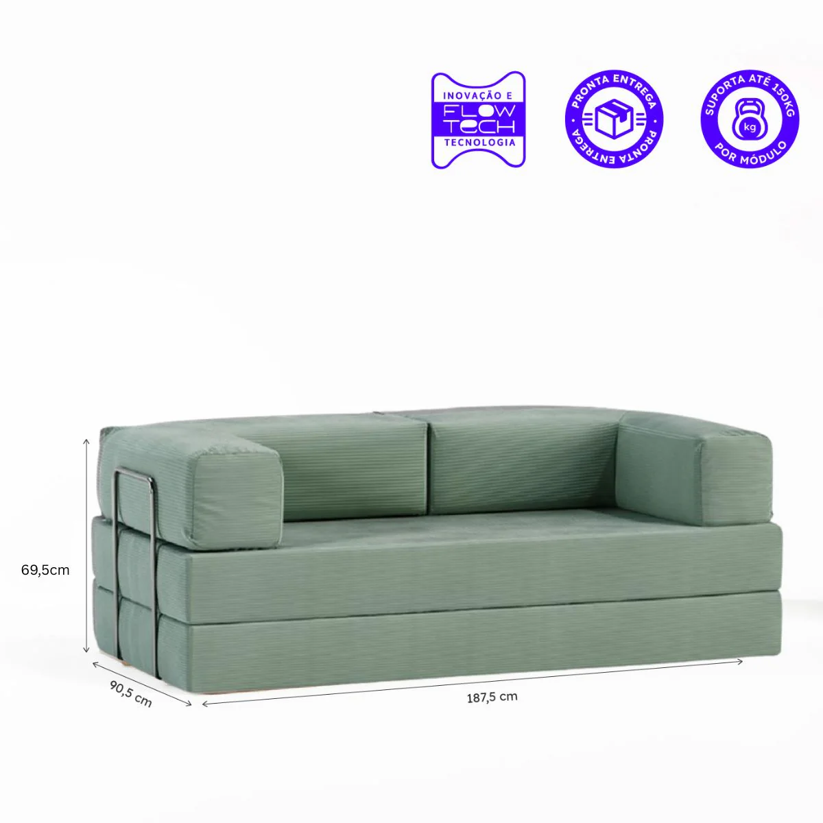 Sofá-Cama Flowin Cotele - Azul Menta - Image 4