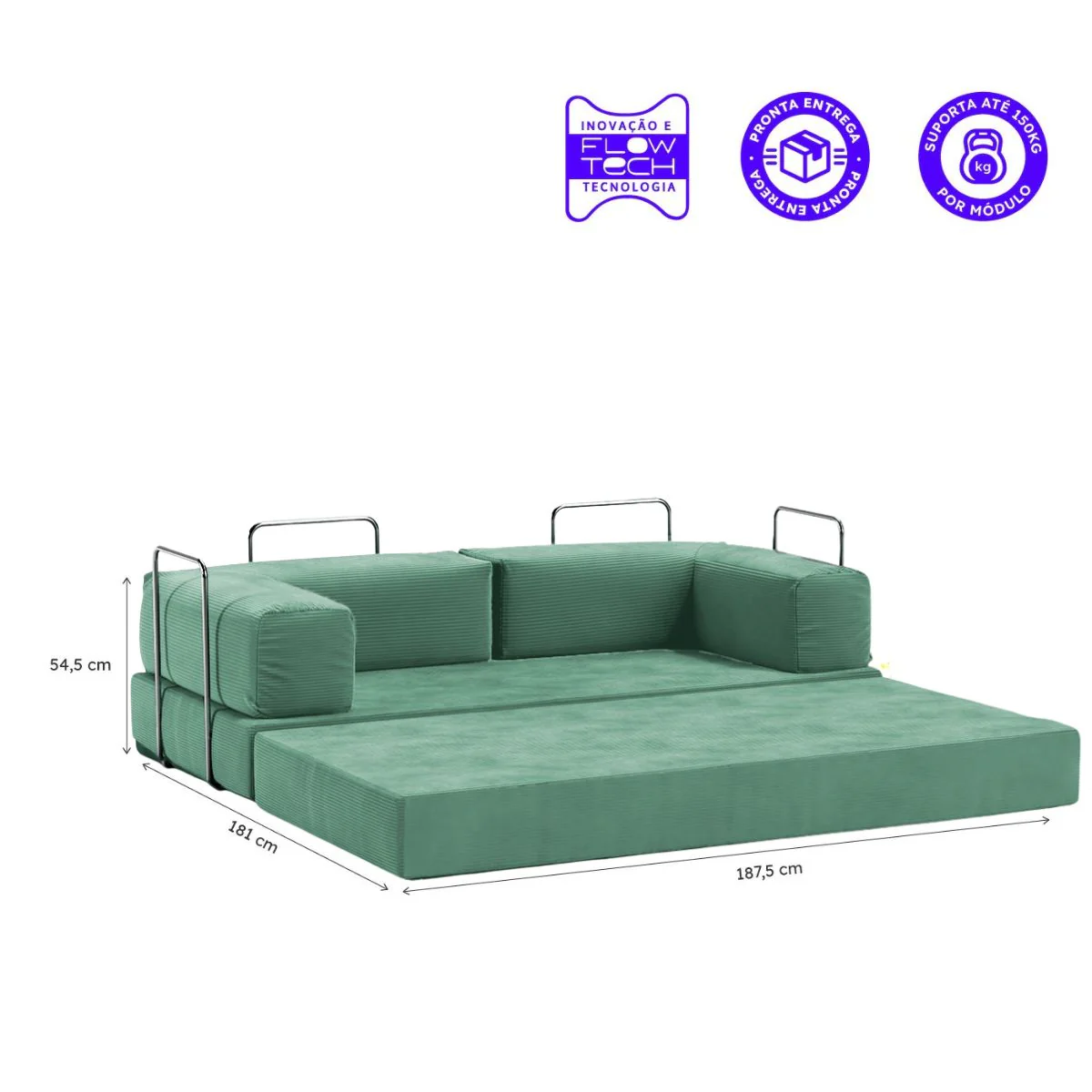 Sofá-Cama Flowin Cotele - Azul Menta - Image 5
