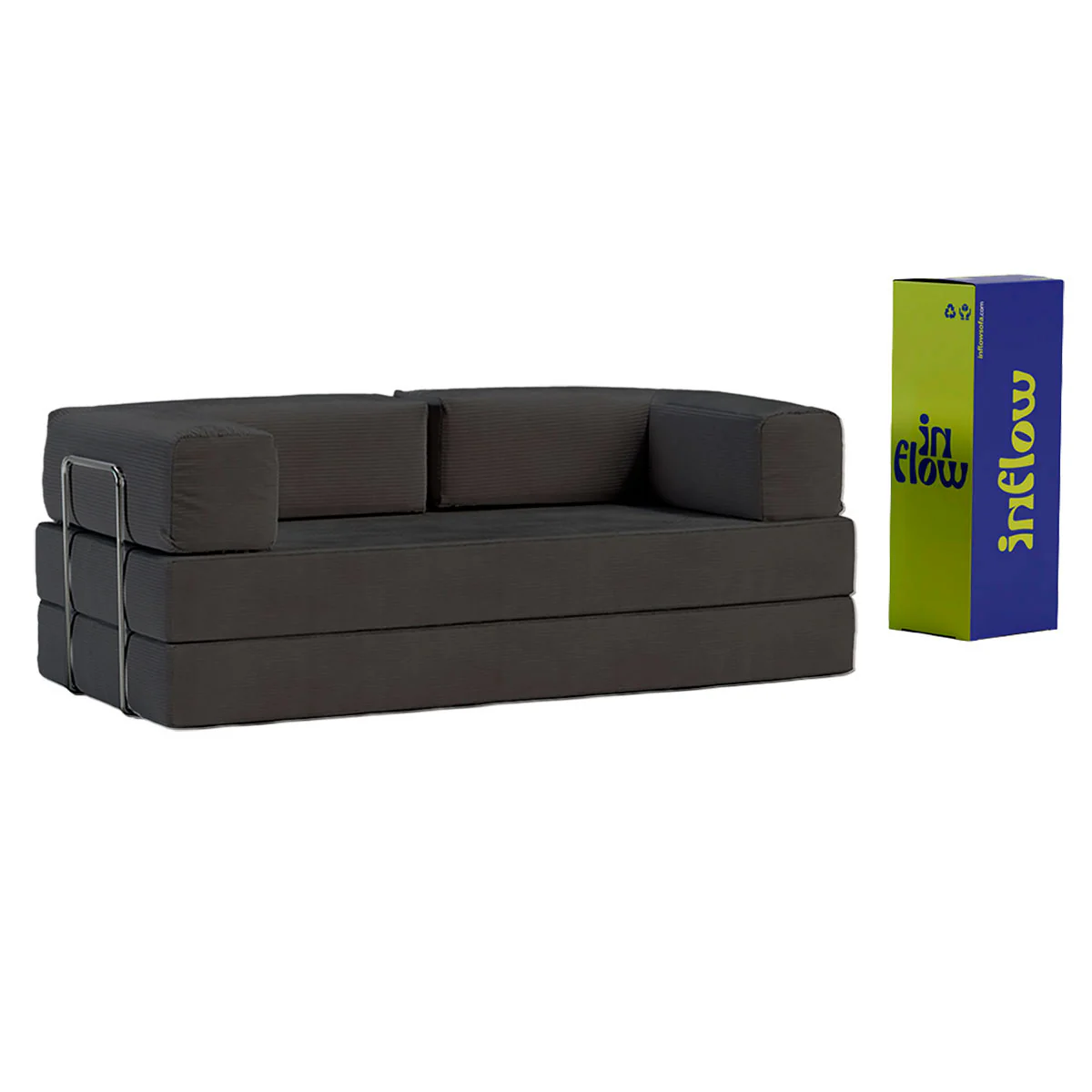 Sofá Cama Flowin em Cotelê - Cinza Grafite - Image 4
