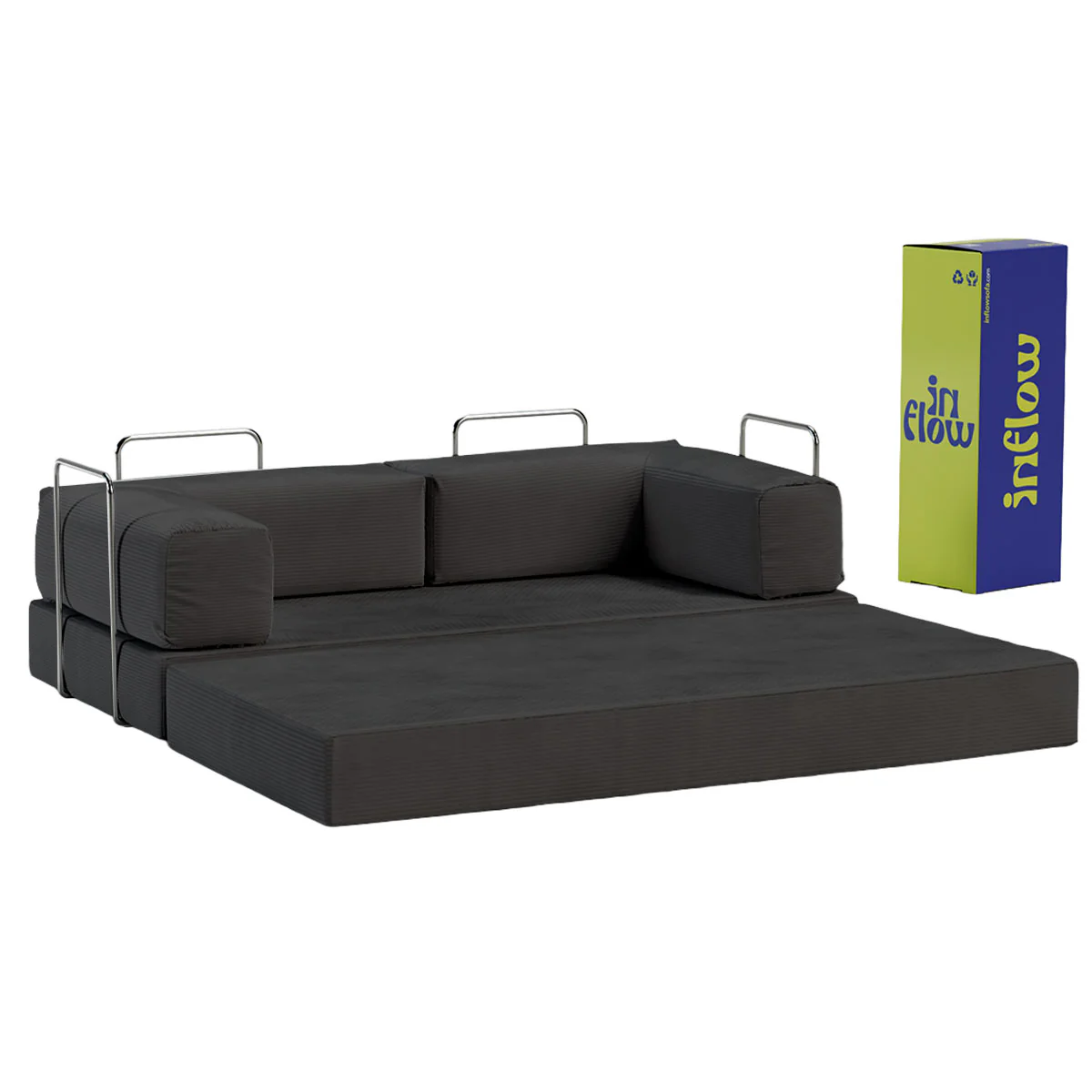 Sofá Cama Flowin em Cotelê - Cinza Grafite - Image 5