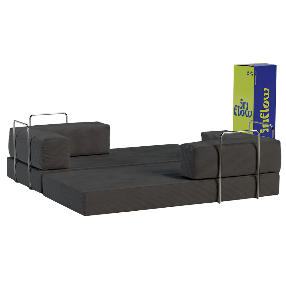 Sofá Cama Flowin em Cotelê - Cinza Grafite - Image 6