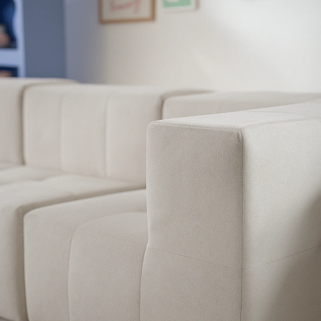 Sofá Modular Boucle Bege - 2 Lugares - 1 Canto com Apoio de Pé - Image 8