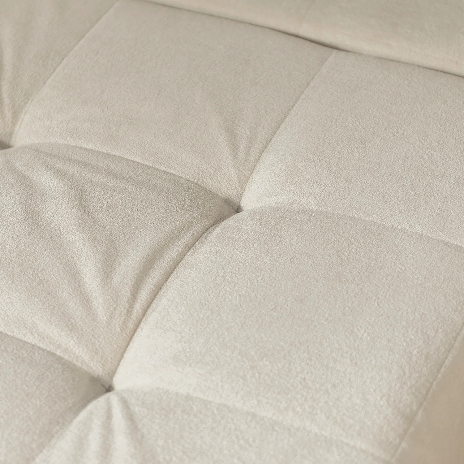 Sofá Modular Boucle Bege - 3 Lugares - 1 Canto com Apoio de Pé - Image 4