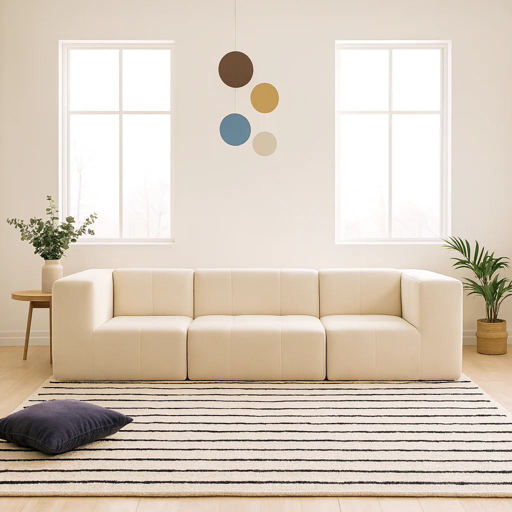 Sofá Modular Boucle Bege - 3 Lugares - 2 Cantos - Image 6