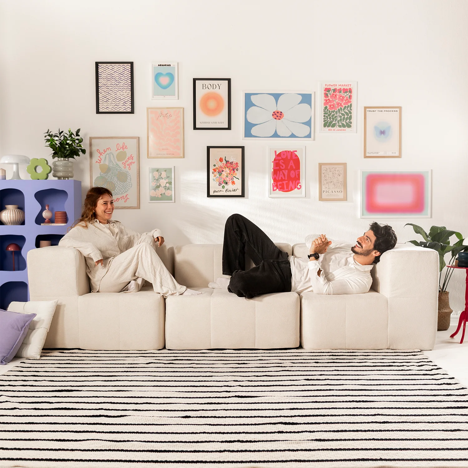 Sofá Modular Boucle Bege - 3 Lugares - 2 Cantos - Image 8