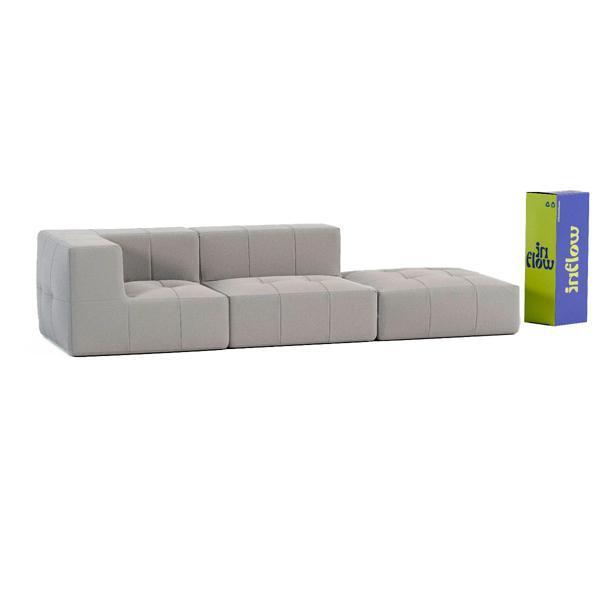 Sofá Modular Boucle Cinza - 2 Lugares - 1 Canto com Apoio de Pé - Image 10