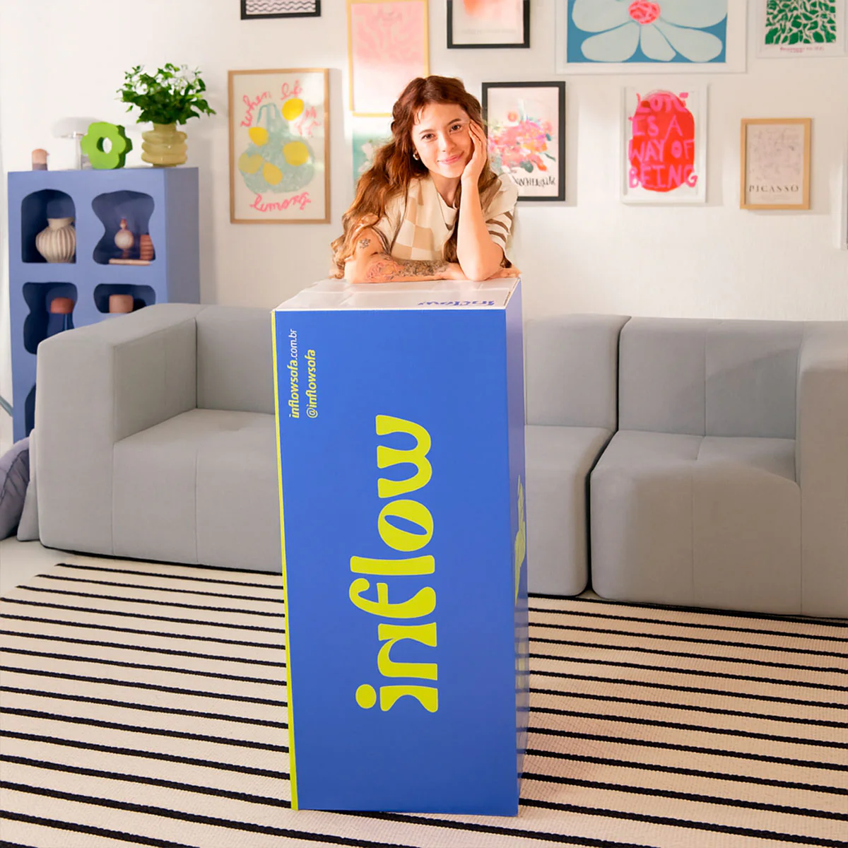 Sofá Modular Boucle Cinza - 3 Lugares - 2 Cantos - Image 6