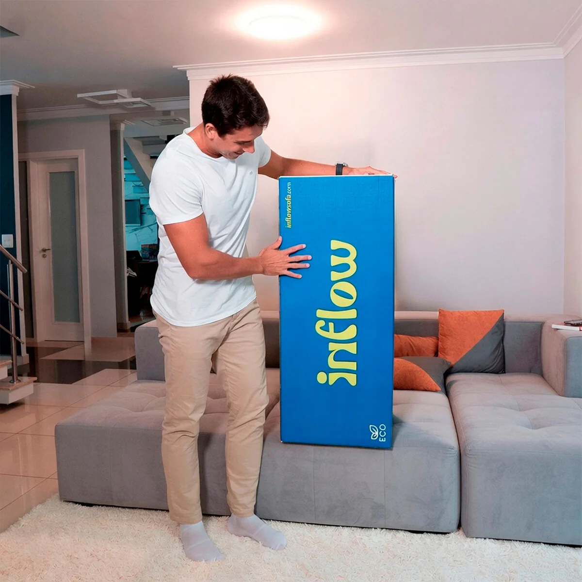 Sofá Modular Boucle Cinza - 3 Lugares - 2 Cantos com 3 Apoio de Pé - Image 9