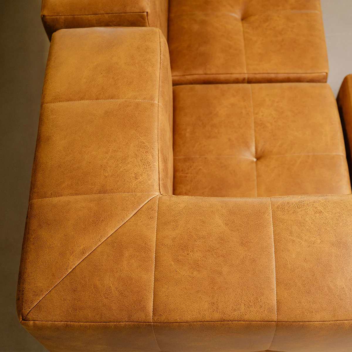 Sofá Modular Poli-Couro Marrom - 2 Lugares - 2 Cantos - Image 6