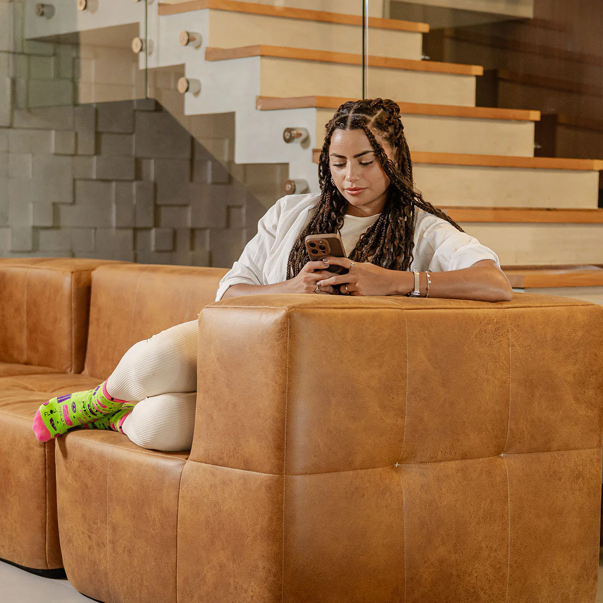 Sofá Modular Poli-Couro Marrom - 2 Lugares - 2 Cantos - Image 8