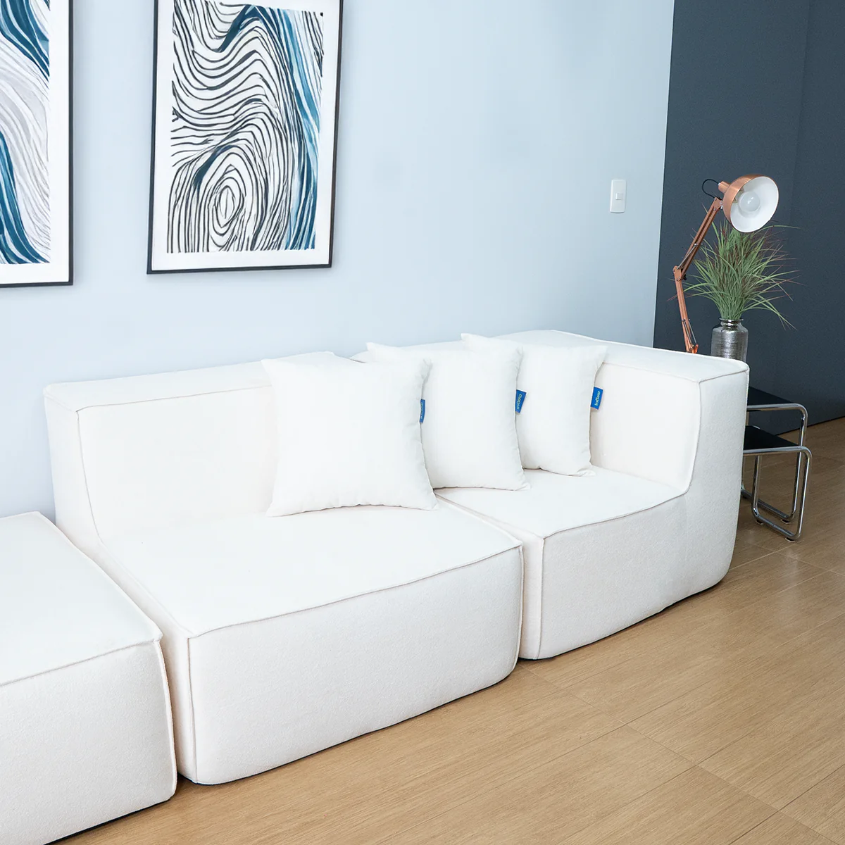 Sofá Modular Flow Boucle Bege - 2 Lugares - 1 Canto com Apoio de Pé - Image 6