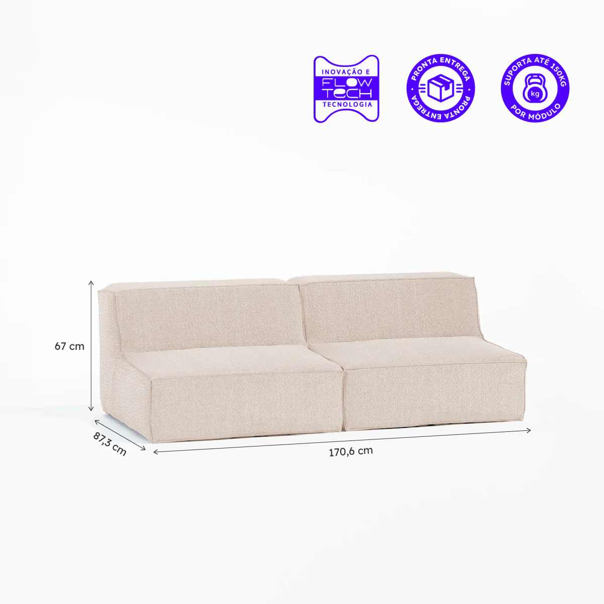 Sofá Modular Flow Boucle Bege - 2 Lugares - Image 3