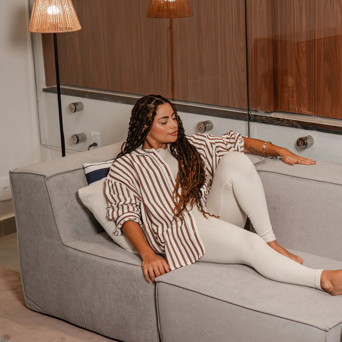 Sofá Modular Flow Boucle Cinza - 2 Lugares - 1 Canto - Image 4