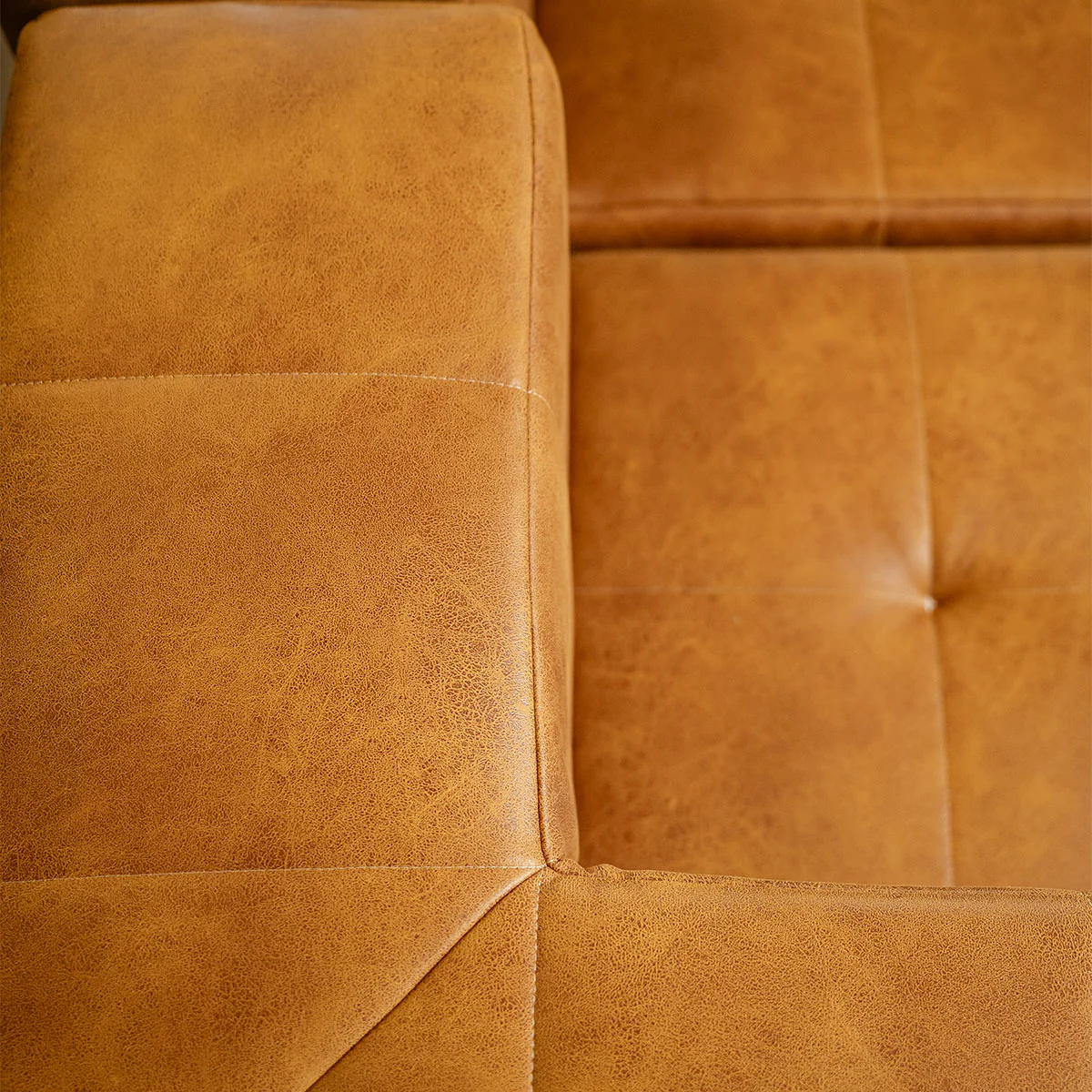 Sofá Modular Poli-Couro Marrom - 2 Lugares - Image 3